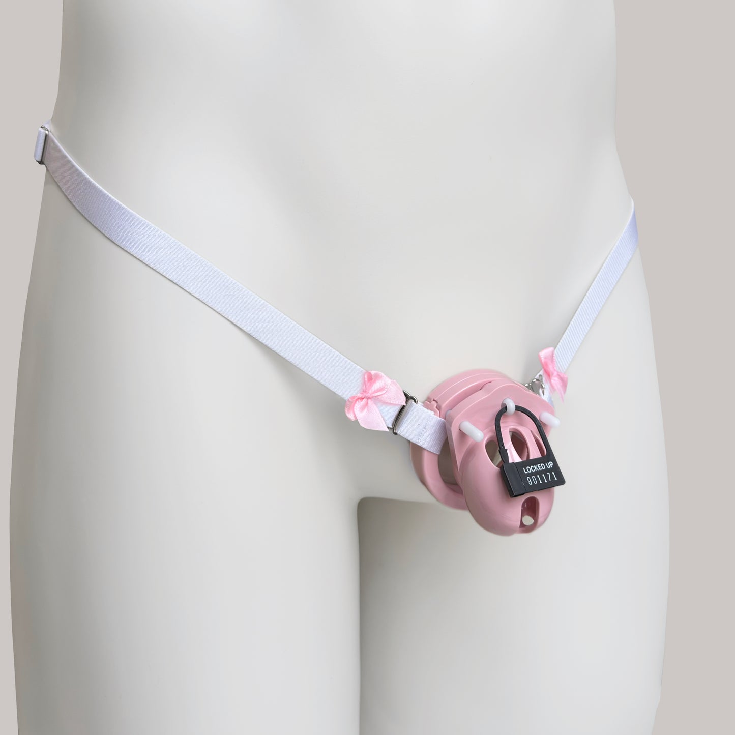 Sissy Two Straps Support Belt For Chastity Cage (Pink and White)