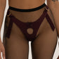 Thong Minimalistic High Waisted Strap On Harness Burgundy